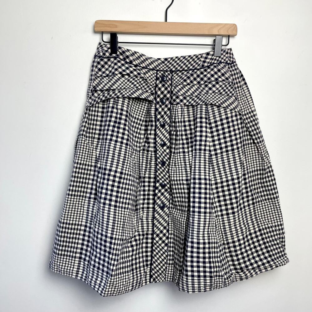 Odille Black and White Gingham A-Line Skirt